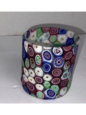 MILLEFIORI GLASS TUMBLER VENETIAN GLASS TUMBLER 4 " TALL 3" DIAM
